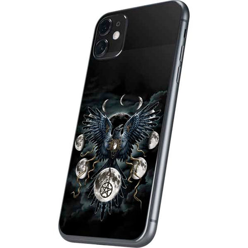 Crow and Moon Phases by Sarah Richter iPhone 11 Skin