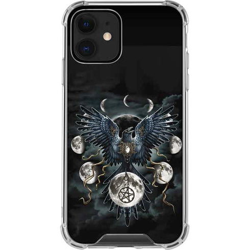 Crow and Moon Phases by Sarah Richter iPhone 12 Clear Case