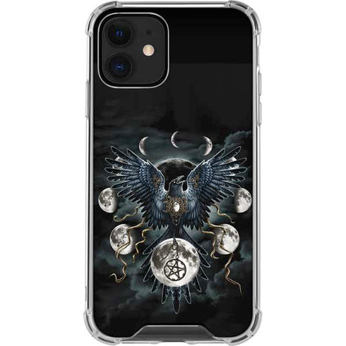 Crow and Moon Phases by Sarah Richter iPhone 12 Mini Clear Case