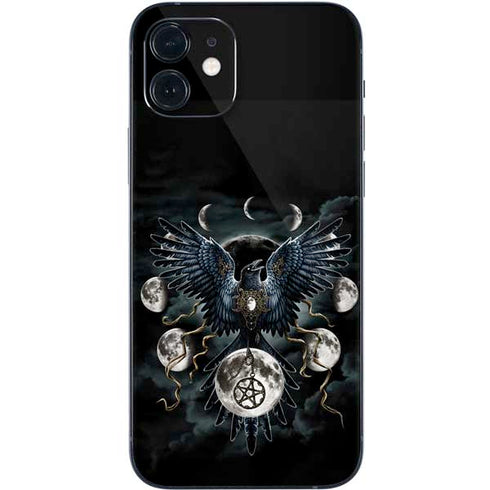 Crow and Moon Phases by Sarah Richter iPhone 12 Mini Skin