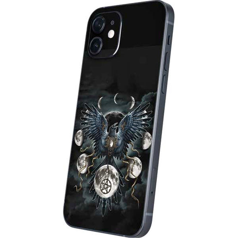 Crow and Moon Phases by Sarah Richter iPhone 12 Mini Skin