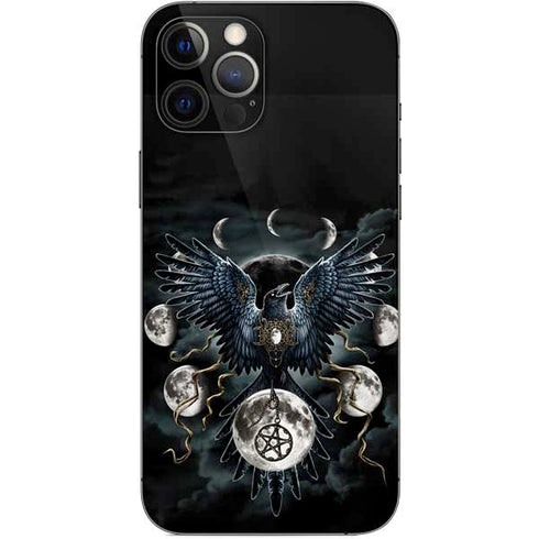 Crow and Moon Phases by Sarah Richter iPhone 12 Pro Max Skin