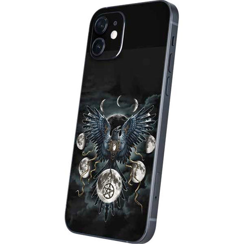 Crow and Moon Phases by Sarah Richter iPhone 12 Skin