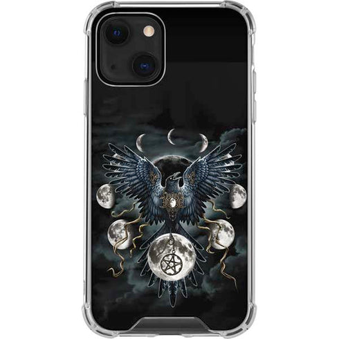 Crow and Moon Phases by Sarah Richter iPhone 13 Mini Clear Case