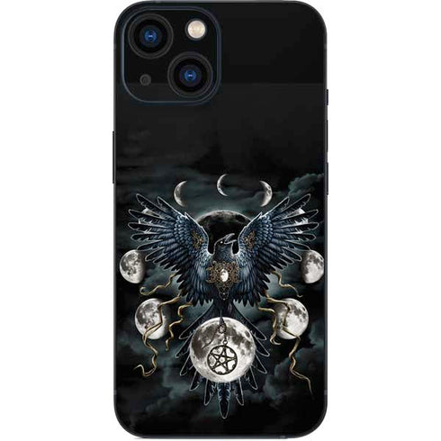 Crow and Moon Phases by Sarah Richter iPhone 13 Mini Skin