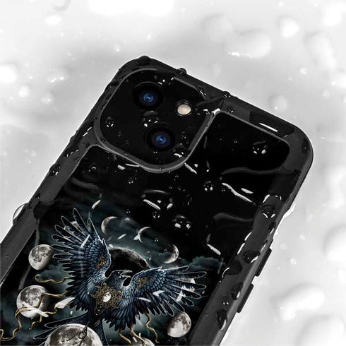 Crow and Moon Phases by Sarah Richter iPhone 13 Mini Waterproof Case
