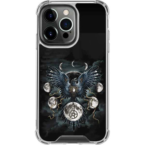 Crow and Moon Phases by Sarah Richter iPhone 13 Pro Clear Case