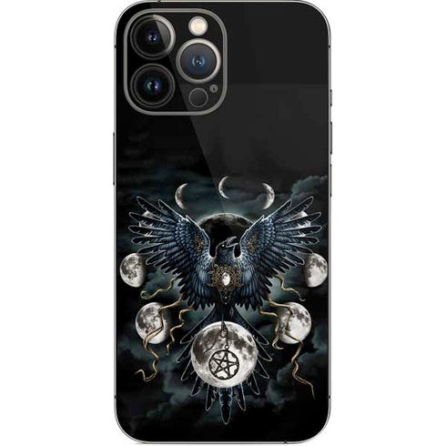 Crow and Moon Phases by Sarah Richter iPhone 13 Pro Max Skin
