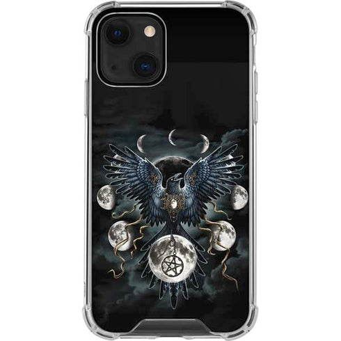 Crow and Moon Phases by Sarah Richter iPhone 14 Clear Case