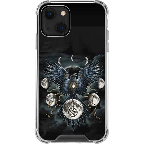 Crow and Moon Phases by Sarah Richter iPhone 15 Plus Clear Case