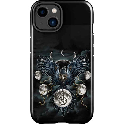 Crow and Moon Phases by Sarah Richter iPhone 15 Plus Impact Case