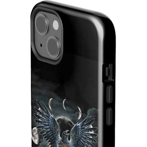 Crow and Moon Phases by Sarah Richter iPhone 15 Plus Impact Case