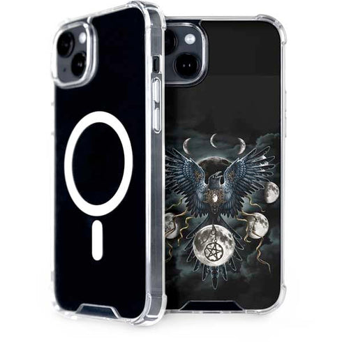 Crow and Moon Phases by Sarah Richter iPhone 15 Plus MagSafe Case