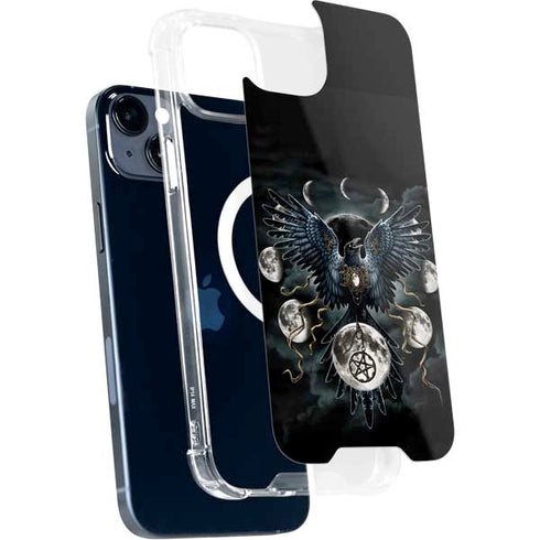 Crow and Moon Phases by Sarah Richter iPhone 15 Plus MagSafe Case