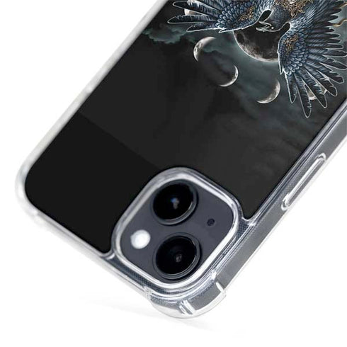 Crow and Moon Phases by Sarah Richter iPhone 15 Plus MagSafe Case