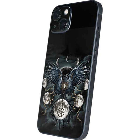 Crow and Moon Phases by Sarah Richter iPhone 15 Plus Skin
