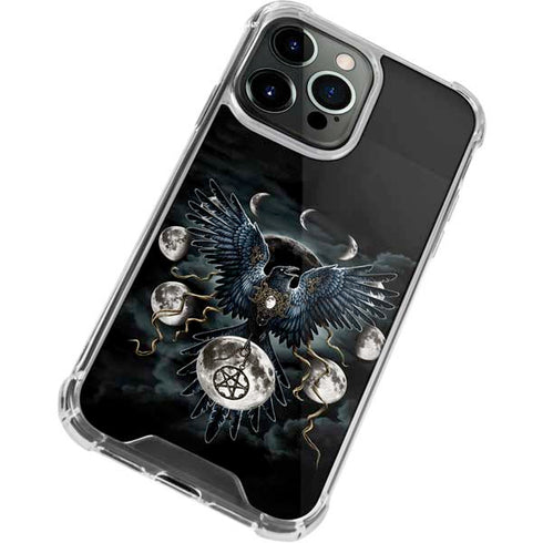 Crow and Moon Phases by Sarah Richter iPhone 15 Pro Clear Case
