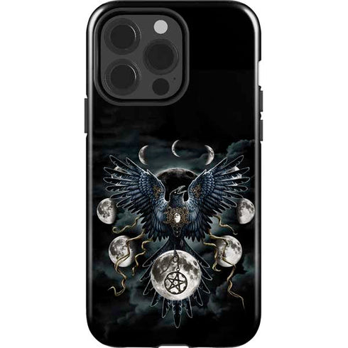 Crow and Moon Phases by Sarah Richter iPhone 15 Pro Impact Case