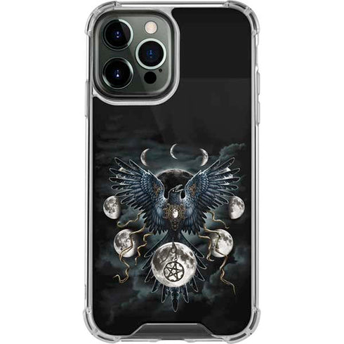 Crow and Moon Phases by Sarah Richter iPhone 14 Pro Max Clear Case