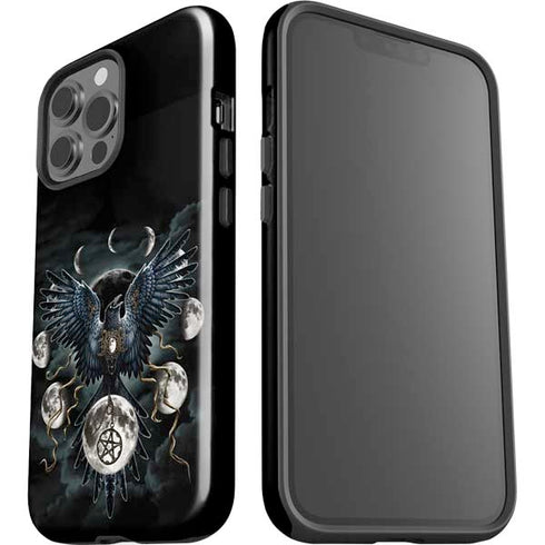 Crow and Moon Phases by Sarah Richter iPhone 15 Pro Max Impact Case