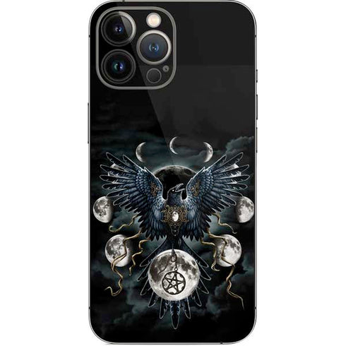 Crow and Moon Phases by Sarah Richter iPhone 14 Pro Max Skin
