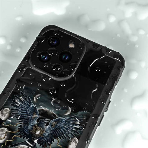 Crow and Moon Phases by Sarah Richter iPhone 14 Pro Max Waterproof Case
