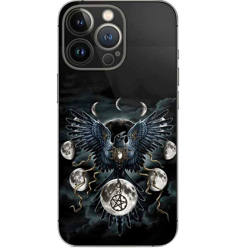 Crow and Moon Phases by Sarah Richter iPhone 14 Pro Skin