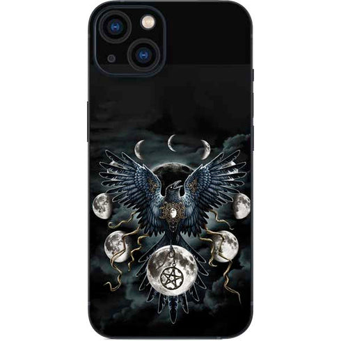 Crow and Moon Phases by Sarah Richter iPhone 14 Skin