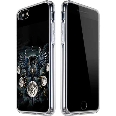 Crow and Moon Phases by Sarah Richter iPhone SE (2nd & 3rd Gen) Clear Case
