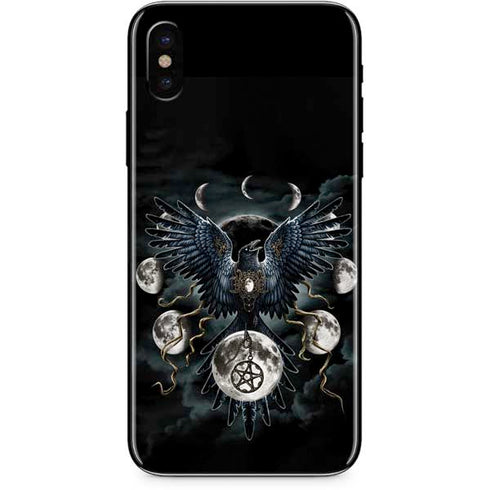 Crow and Moon Phases by Sarah Richter iPhone X Skin