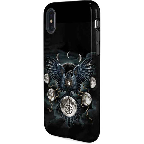 Crow and Moon Phases by Sarah Richter iPhone XS Pro Case
