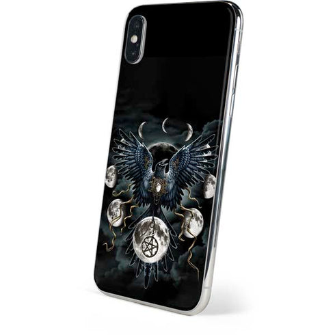 Crow and Moon Phases by Sarah Richter iPhone XS Skin