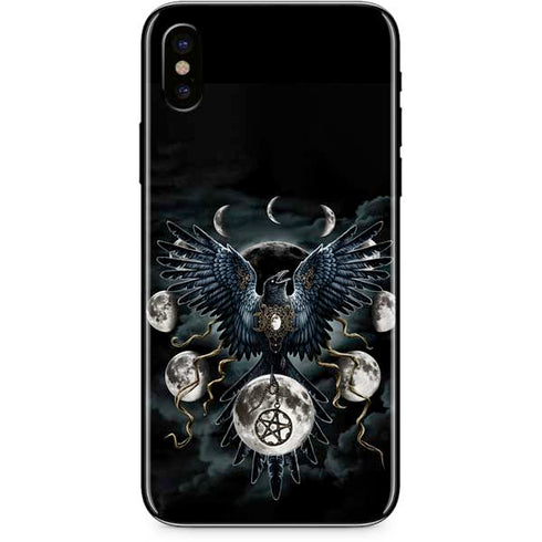 Crow and Moon Phases by Sarah Richter iPhone XS Skin