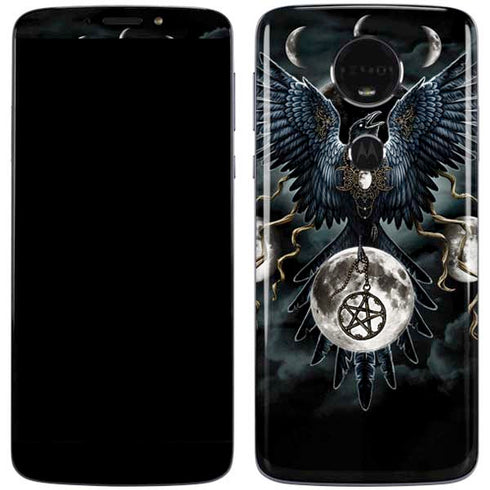 Crow and Moon Phases by Sarah Richter Moto E5 Plus Skin