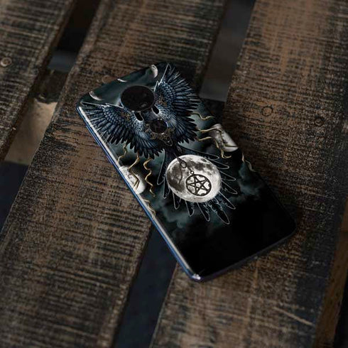 Crow and Moon Phases by Sarah Richter Moto E5 Plus Skin