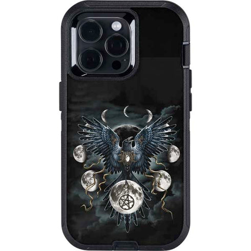 Crow and Moon Phases by Sarah Richter Otterbox Defender iPhone Skin