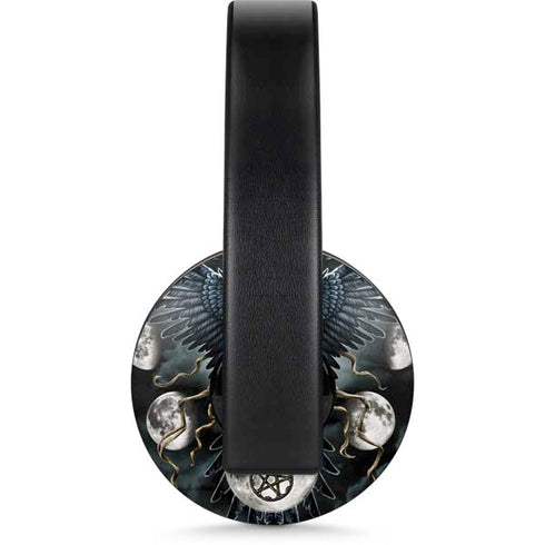Crow and Moon Phases by Sarah Richter PlayStation 4 Gold Wireless Headset Skin