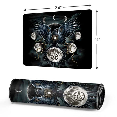 Crow and Moon Phases by Sarah Richter Gaming Mouse Pad