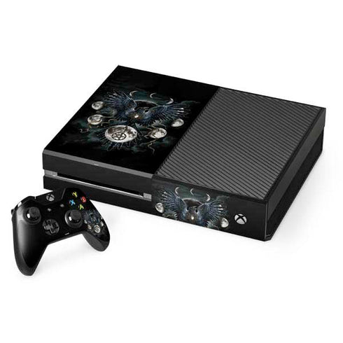 Crow and Moon Phases by Sarah Richter Xbox One Console and Controller Bundle Skin