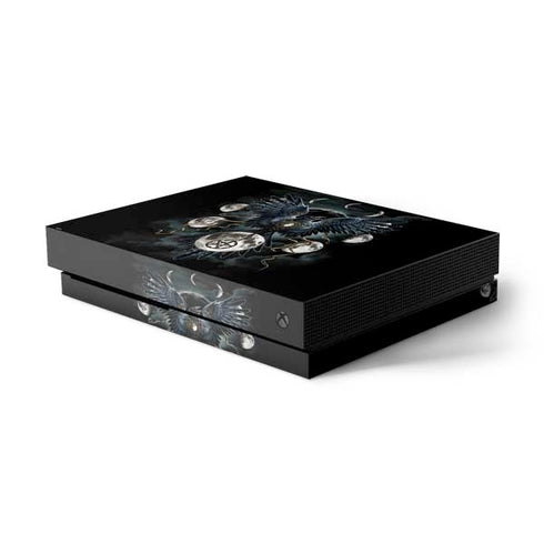 Crow and Moon Phases by Sarah Richter Xbox One X Console Skin