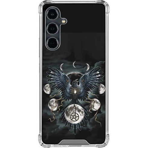 Crow and Moon Phases by Sarah Richter Galaxy S23 FE Clear Case