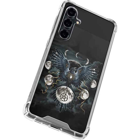 Crow and Moon Phases by Sarah Richter Galaxy S23 FE Clear Case