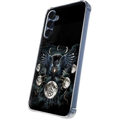Crow and Moon Phases by Sarah Richter Galaxy S24 Clear Case