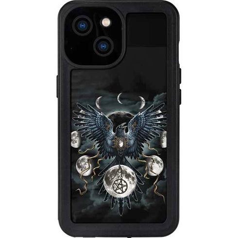 Crow and Moon Phases by Sarah Richter iPhone 15 Waterproof Case