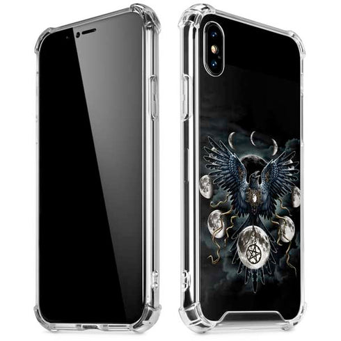Crow and Moon Phases by Sarah Richter iPhone XS Max Clear Case
