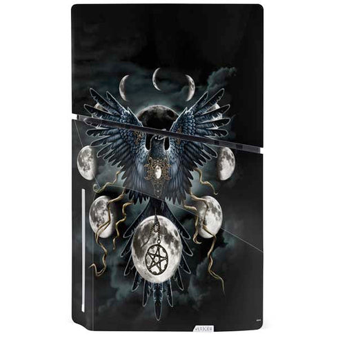Crow and Moon Phases by Sarah Richter PS5 Slim Disk Bundle Skin