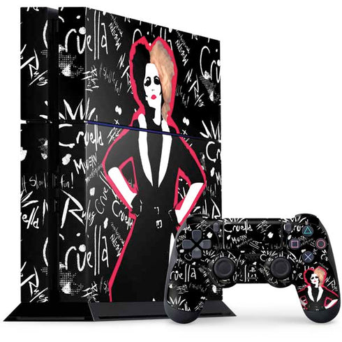 Disney Cruella (2021) Animated Pattern PS4 Console and Controller Bundle Skin