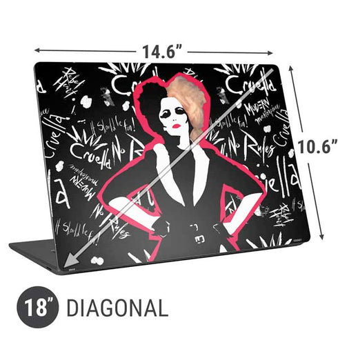 Disney Cruella (2021) Animated Pattern Universal Laptop 18in (14.6 x 10.6in) Skin
