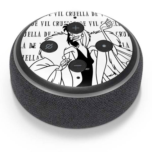 Disney Villains Cruella de Vil Black and White Amazon Echo Dot Skin
