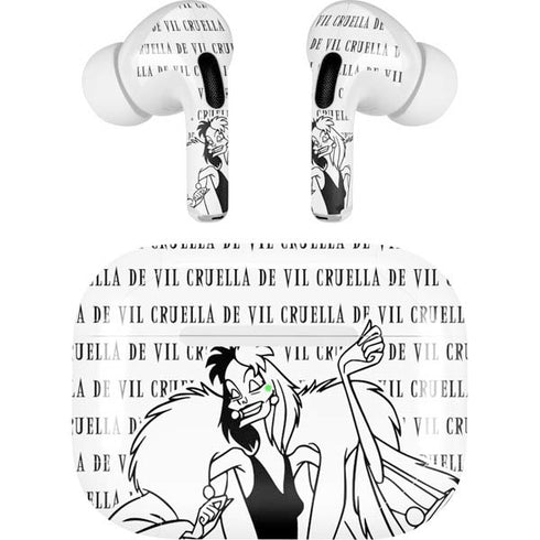 Disney Villains Cruella de Vil Black and White Apple AirPods Pro Skin